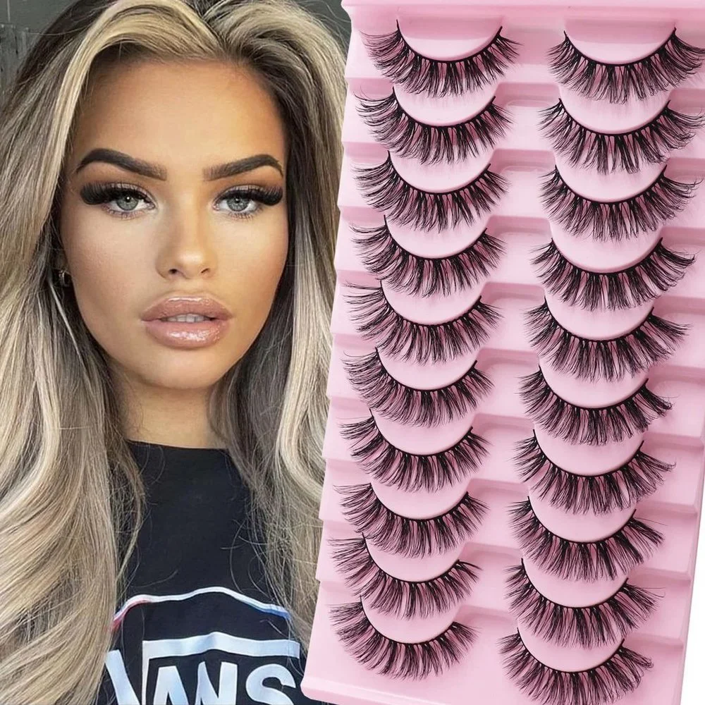 LASHES Fluffy & Wispy Faux Mink Eyelashes - Cat Eye-10Pairs-70A - Picture 1 of 6